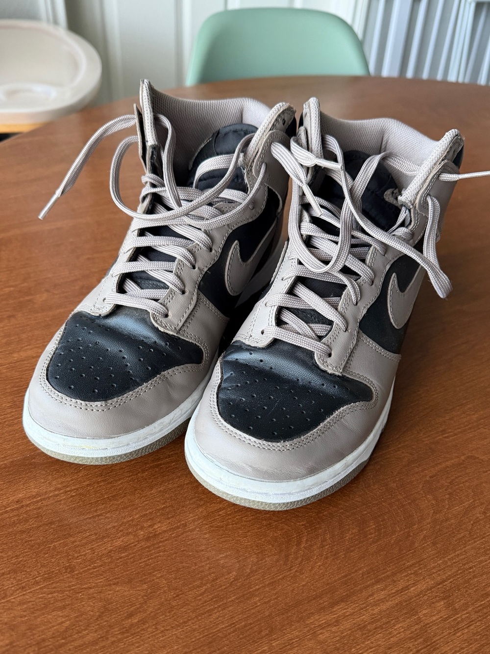 Nike Dunk High Sneakers in Taupe and Black Swoosh